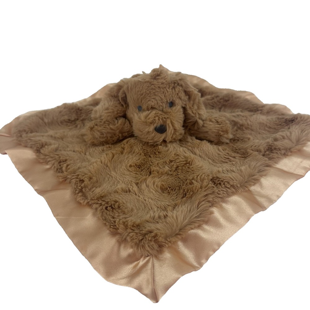 Cloud Island Brown Golden Doodle Puppy Dog Security Blanket Satin Lovey 14"